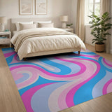Multi-color and Patterns Swirling Blue Pink Abstract Area Rug