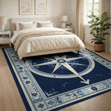 Navy Nautical Compass Rose Area Rug