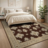 Ornate Brown Floral Persian Area Rug