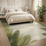 Green Palm Frond Coastal Beach Area Rug