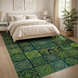 Emerald Green Persian Tile Garden Rug