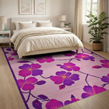 Blush Pink Purple Floral Area Rug
