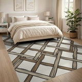 Woven Lattice Brown Tan Area Rug