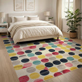 Vibrant Multi-Color Circles Geometric Area Rug