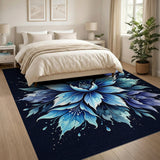 Ethereal Blue Floral Watercolor Area Rug