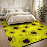 Cheerful Smiling Sunflowers Yellow Area Rug