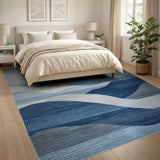 Moonlit Peaks Blue Geometric Area Rug