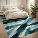 Abstract Area Teal Brushstroke Abstract Area Rug