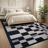Purple Black Geometric Abstract Area Rug