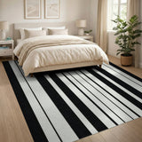 Geometric Modern Vertical Stripe Bold Black White Vertical Stripe Area Rug