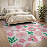 Floral Vintage Pink Whimsical Pink Floral Scatter Area Rug