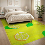 Yellow Fruit Pattern Vibrant Lemon Slices Yellow Area Rug