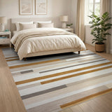 Geometric Modern Beige and Neutral Beige Neutral Geometric Stripe Area Rug