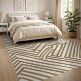 Beige and Neutral Beige Zigzag Geometric Area Rug