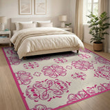 Floral Vintage Vintage Pink Floral Motif Area Rug