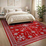 Red Snowflake Tribal Area Rug