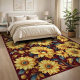 Yellow Sunflower Bloom Floral Area Rug