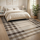 Brown and Tan Brown Tan Plaid Woven Area Rug