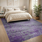 Purple Grey Distressed Abstract Area Rug