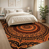 Vibrant Orange Mandala Persian Rug