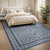 Blue Paw Print Geometric Area Rug