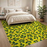 Multi-color and Patterns Festive Yellow Holly Berry Pattern Area Rug