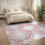 Pink Stylized Fox Motif Area Rug