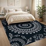 Elegant Black White Mandala Area Rug