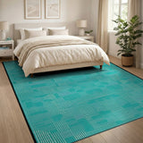 Blue and Teal Geometric Abstract Area Rug