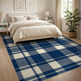 Navy Blue Checkered Area Rug
