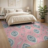 Pink Paisley Motif Area Rug