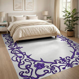 Ornate Purple Floral Thorn Border Area Rug