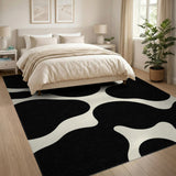 Bold Organic Abstract Black White Area Rug