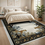 Golden Cheetahs in Ornate Tree Border Rug