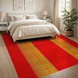 Bold Red Yellow Stripe Polka Dot Area Rug