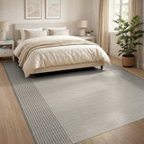 Beige Taupe Striped Woven Area Rug