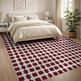 Red Geometric Starburst Area Rug