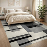 Black White Geometric Modern No. 17 Area Rug