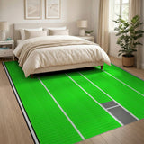 Geometric Modern Green Soccer Field Green Area Rug