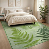 Green Floral Vintage Lush Fern Leaf Green Area Rug