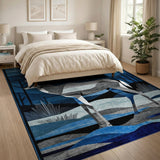 Geometric Kudu Antelope Blue Moonlit Rug