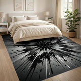 Explosive Black White Splatter Area Rug