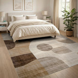 Abstract Beige Geometric Modern Area Rug