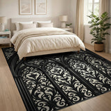 Gothic Rose Window Black White Area Rug