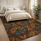 Multi-color and Patterns Rainbow Compass Star Area Rug
