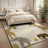 Giraffe Elephant Nursery Area Rug