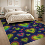 Multi-color and Patterns Vibrant Rainbow Hearts Kids Area Rug