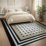 Beige Geometric Grid Modern Area Rug