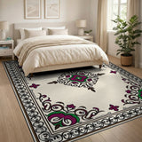 Ornate Purple Green Medallion Persian Area Rug
