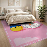 Cute Yellow Smiley Cap Bowling Pins Kids Rug